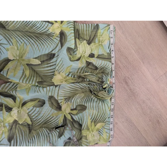 Women's Tommy Bahama Green Blue Floral Tropical Wide Leg Pants Swim Cover Up L - Picture 6 of 7